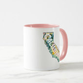 カリフォルニア州マップイラストレーション マグカップ (正面右)