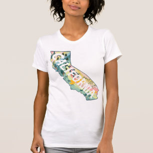 カリフォルニア州マップイラストレーション Tシャツ
