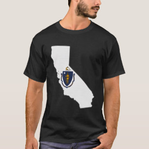 カリフォルニア州マップマサチューセッツ州旗のルーツM Tシャツ