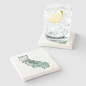 カリフォルニア州マップマーブルストーンコースター ストーンコースター (横)