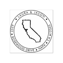 カリフォルニア州マップ差出人住所ウッドアートスタンプ