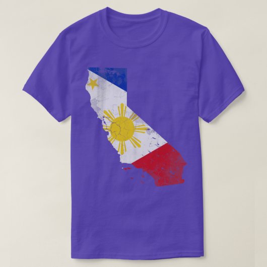 カリフォルニア州マップFilipino American Flag Philip Tシャツ (デザイン正面)
