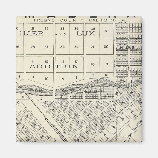 カリフォルニア州マデラ3 マグネット (正面)