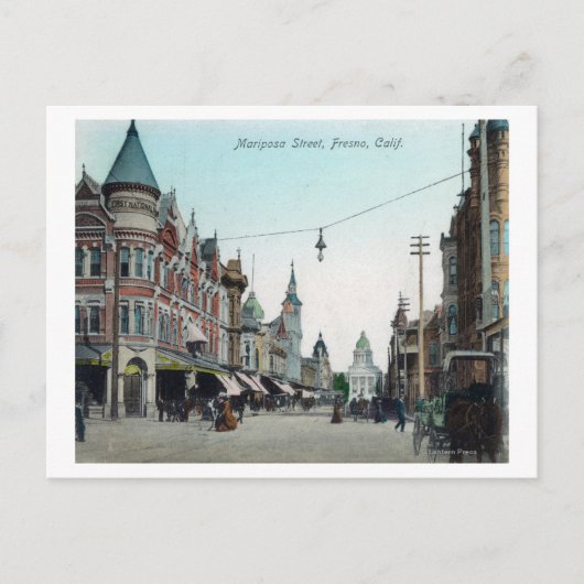 カリフォルニア州マリポサストリートフレスノの景色 ポストカード (正面)