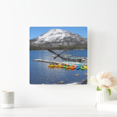 カリフォルニア州マンモス湖 スクエア壁時計 (ホーム)