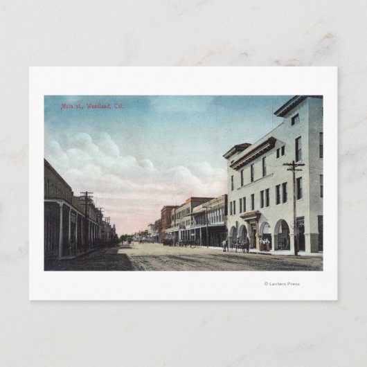 カリフォルニア州メインストリートウッドランドのビュー ポストカード (正面)