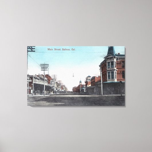 カリフォルニア州メインストリートサリーナスのビュー キャンバスプリント (正面)
