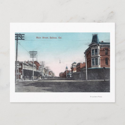 カリフォルニア州メインストリートサリーナスのビュー ポストカード (正面)
