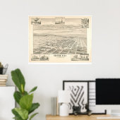 カリフォルニア州メルセド。パノラママップ1888 (1062A) ポスター (ホームオフィス)