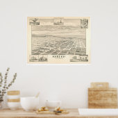 カリフォルニア州メルセド。パノラママップ1888 (1062A) ポスター (キッチン)