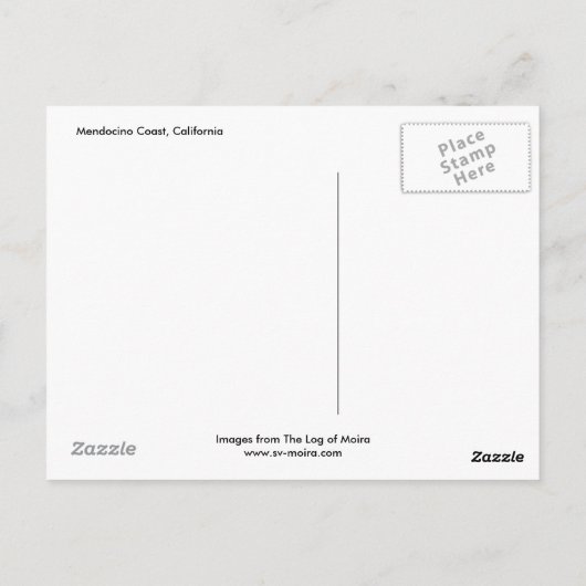 カリフォルニア州メンドシーノ海岸 ポストカード (裏面)