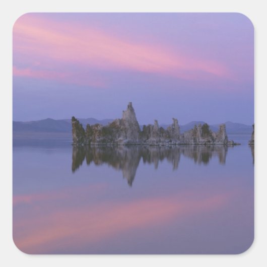 カリフォルニア州モノ湖の夕日 スクエアシール (正面)