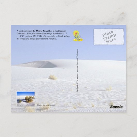 カリフォルニア州モハベ砂漠の砂丘 ポストカード (裏面)