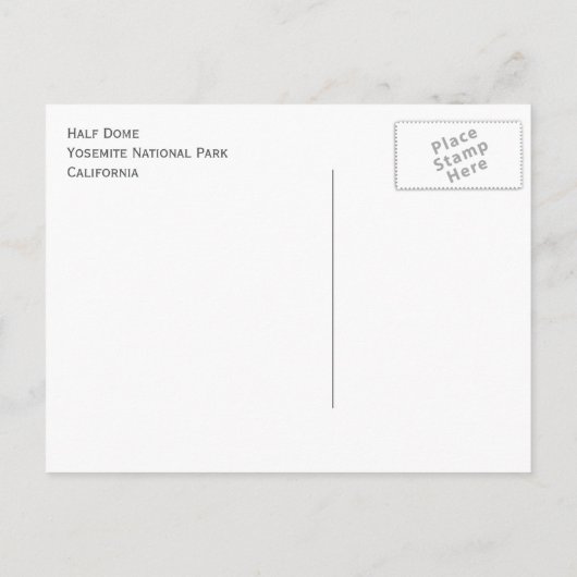 カリフォルニア州ヨセミテ国立公園ハーフドーム ポストカード (裏面)