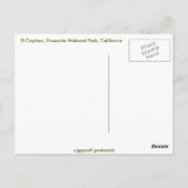 カリフォルニア州ヨセミテ国立公園 ポストカード (裏面)