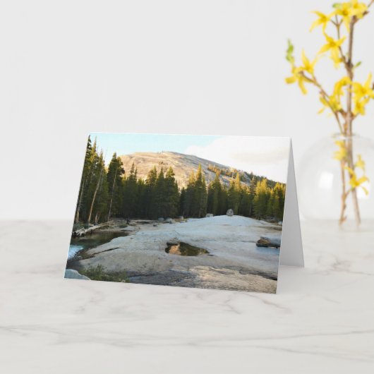 カリフォルニア州ヨセミテ州トゥールムネメドウズのレンバルトドーム カード (黄色い花)