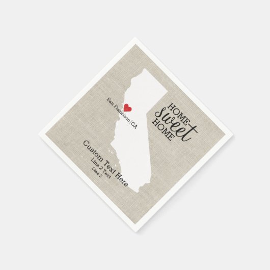 カリフォルニア州ラブホームスウィートホームカスタムマップ スタンダードカクテルナプキン (角)