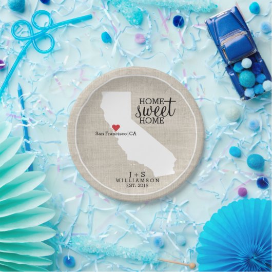 カリフォルニア州ラブホームスウィートホームカスタムマップ ペーパープレート (パーティー)