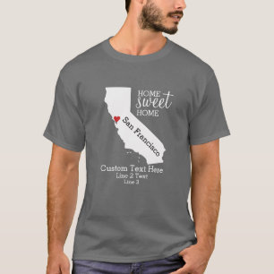 カリフォルニア州ラブホームスウィートホームカスタムマップ Tシャツ