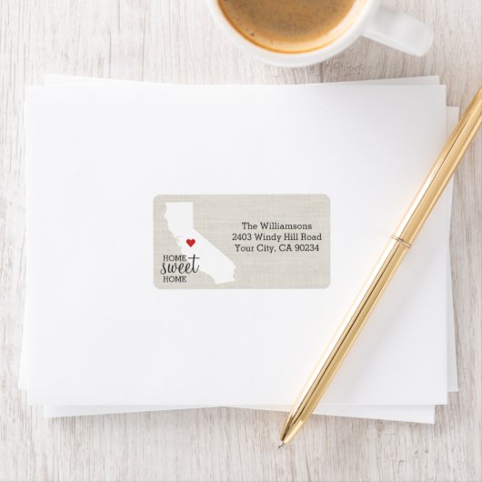 カリフォルニア州ラブマップホームスウィートホームカスタム ラベル (インサイチュ)
