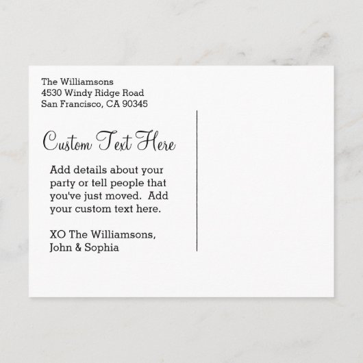 カリフォルニア州ラブマップホームスウィートホームカスタム 案内ポストカード (裏面)