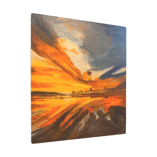 カリフォルニア州ラ絵画ジョーラ、Scripps Pierのバージョン メタルプリント (アングル)