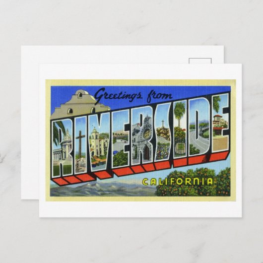 カリフォルニア州リバーサイドからのヴィンテージの挨拶 ポストカード (正面/裏面)