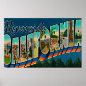 カリフォルニア州リバーサイド - 大きな文字の風景 ポスター (正面)