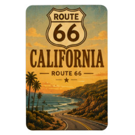 カリフォルニア州ルート66オーシャンサンセットロードアート マグネット