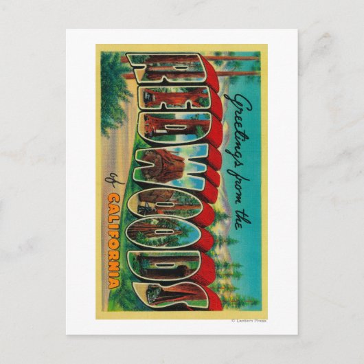 カリフォルニア州レッドウッズ – ラージ・レター・シーン ポストカード (正面)