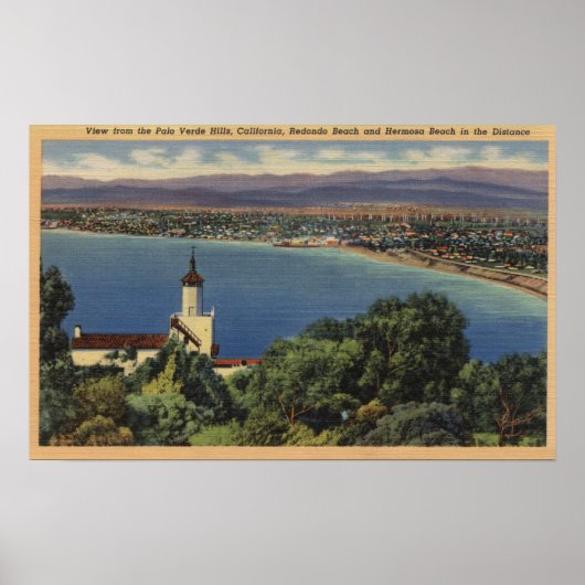 カリフォルニア州レドンド&ヘルモサビーチのビュー ポスター (正面)