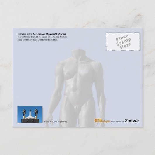 カリフォルニア州ロサンゼルスメモリアル・コリスムへの入口 ポストカード (裏面)