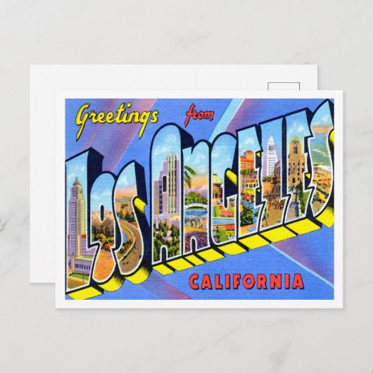 カリフォルニア州ロサンゼルス旅行からの挨拶 ポストカード (正面/裏面)