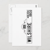 カリフォルニア州ロサンゼルス、ウィルシャーブルバード通りサイン ポストカード (正面/裏面)