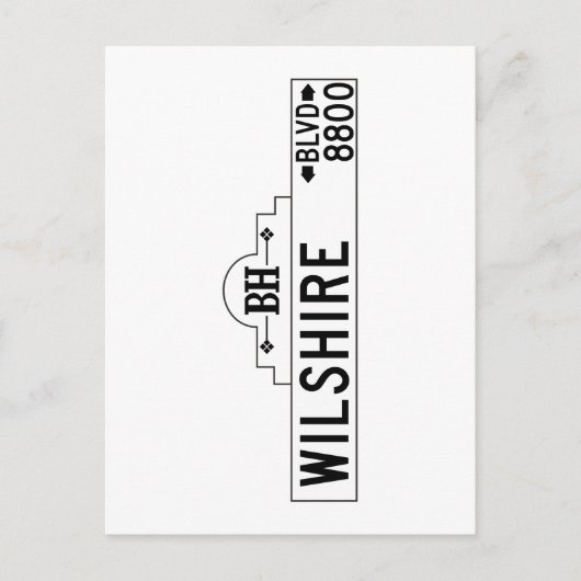 カリフォルニア州ロサンゼルス、ウィルシャーブルバード通りサイン ポストカード (正面)