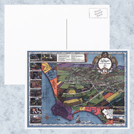 カリフォルニア州ロサンゼルス 古地図 空中鳥瞰図 ポストカード