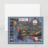 カリフォルニア州ロサンゼルス 古地図 航空写真風都市地図 招待状 (正面/裏面)