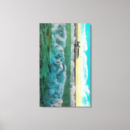 カリフォルニア州ロングビーチのブレーカー キャンバスプリント (正面)