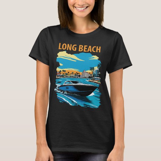 カリフォルニア州ロングビーチの港と船の旅 Tシャツ (正面)