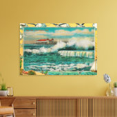 カリフォルニア州ロングビーチの満潮 キャンバスプリント (インサイチュ (リビング))