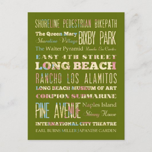 カリフォルニア州ロングホテルの有名なビーチ。 ポストカード (正面)