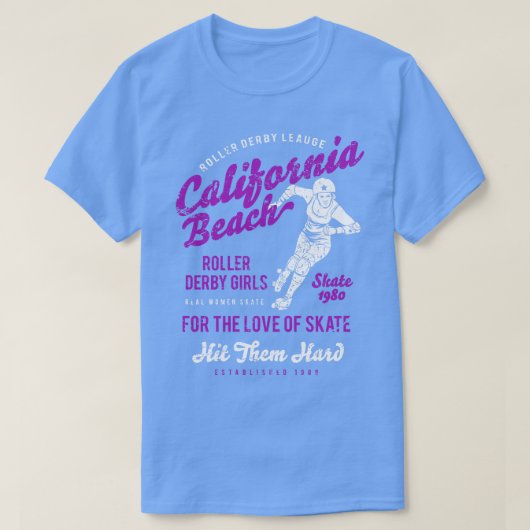 カリフォルニア州ローラーダービー Tシャツ (デザイン正面)