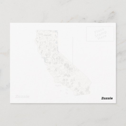 カリフォルニア州ヴィンテージ写真マップアンティーク州グラフ ポストカード (裏面)