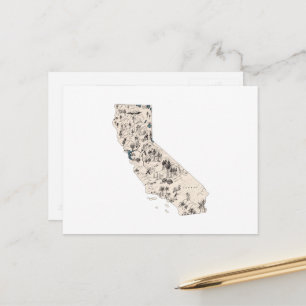 カリフォルニア州ヴィンテージ写真マップアンティーク州グラフ ポストカード
