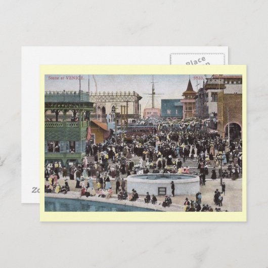 カリフォルニア州ヴェネツィアのボードウォーク1910ヴィンテージ ポストカード (正面/裏面)