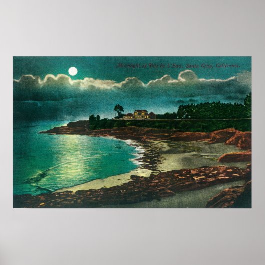 カリフォルニア州ヴォードルオサンタクルーズの月の眺め ポスター (正面)