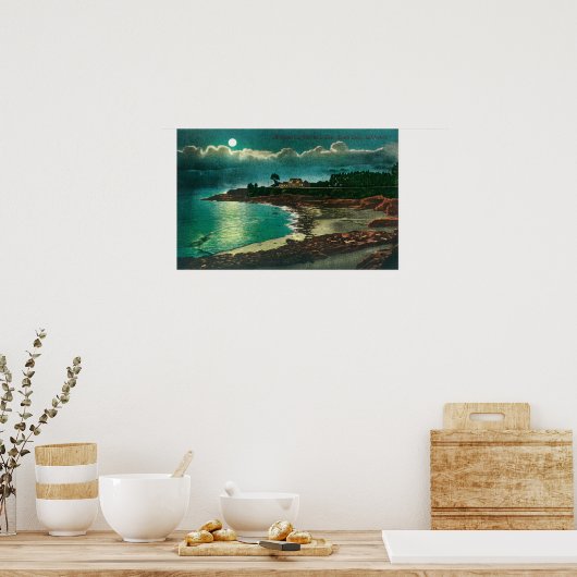 カリフォルニア州ヴォードルオサンタクルーズの月の眺め ポスター (キッチン)