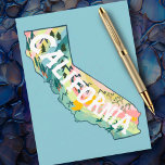 カリフォルニア州図解入りの、写真付きのマップ ポストカード<br><div class="desc">このカラフル州マップスケッチを確認。私の店に行って他の州と一致するアイテムを見る！</div>