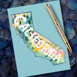 カリフォルニア州図解入りの、写真付きのマップ ポストカード
