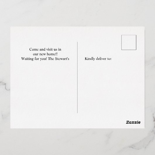 カリフォルニア州地図金ゴールドハートホーム移動 箔招待状ポストカード (裏面)